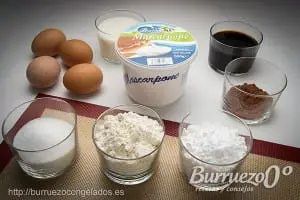 Ingredientes receta tiramisu y queso mascarpone