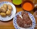 Entrecot a la brasa con patatas un poco arrugas y mojo picón