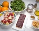 Ensalada de jamón de pato, naranja y granada