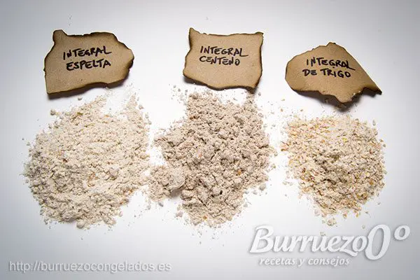 Harina integral espelta, centeno y de trigo.