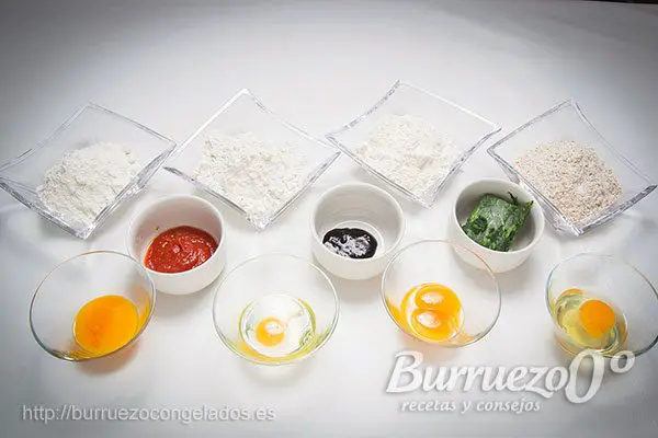 Ingredientes para hacer pasta: Harina de fuerza y huevos.